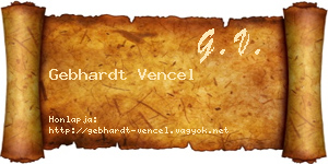 Gebhardt Vencel névjegykártya